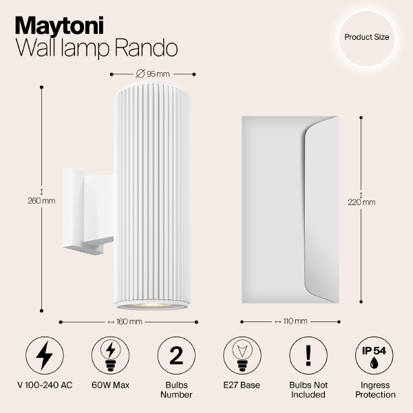 Уличный настенный светильник Rando O419WL-02W