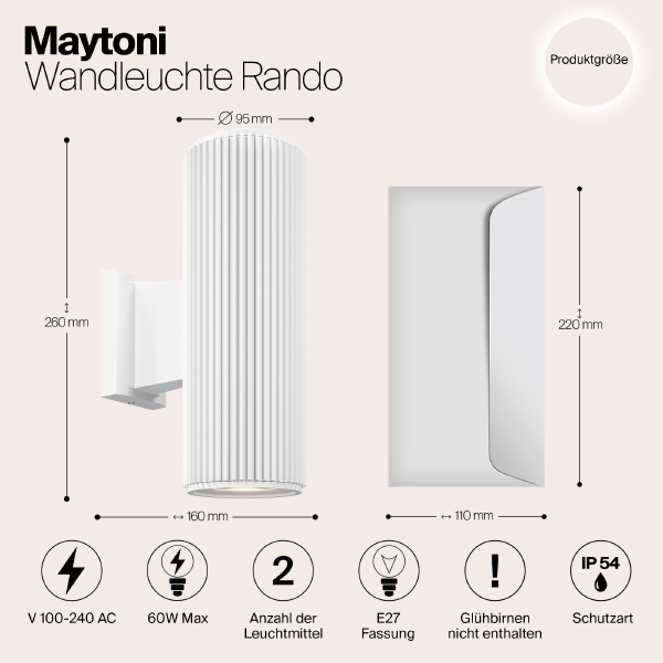 Уличный настенный светильник Rando O419WL-02W