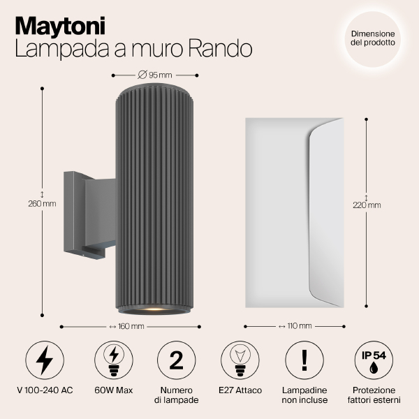 Уличный настенный светильник Rando O419WL-02GR