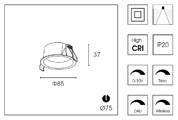 Встраиваемый светильник DB85 DB8503NR