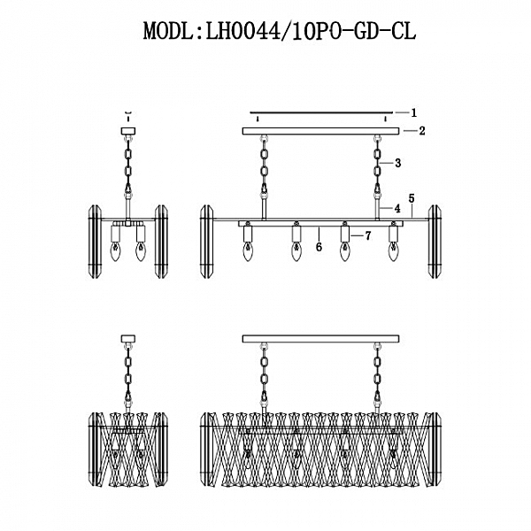 Подвесная люстра Pauline LH0044/10PO-GD-CL