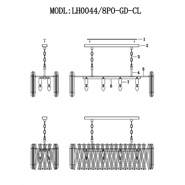 Подвесная люстра Pauline LH0044/8PO-GD-CL