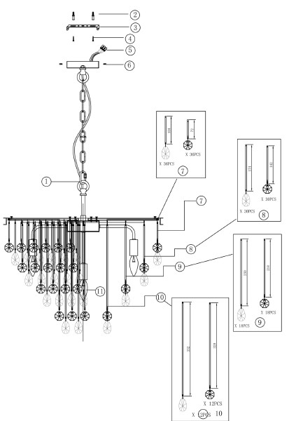 Подвесная люстра Linn MOD091PL-07G