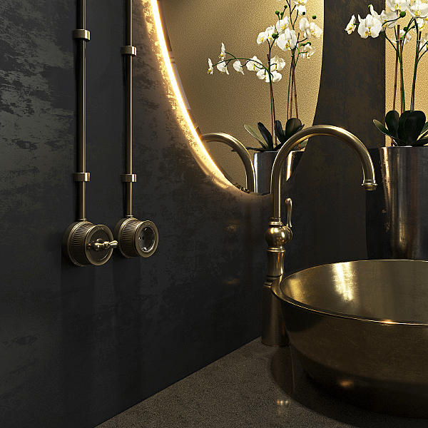 Розетка W5771112/ Розетка с заземлением и шторками (бронзовый) Ретро