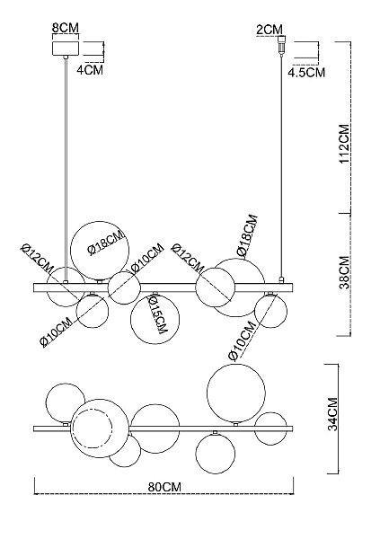 Подвесная люстра Vincent A7790SP-8BK