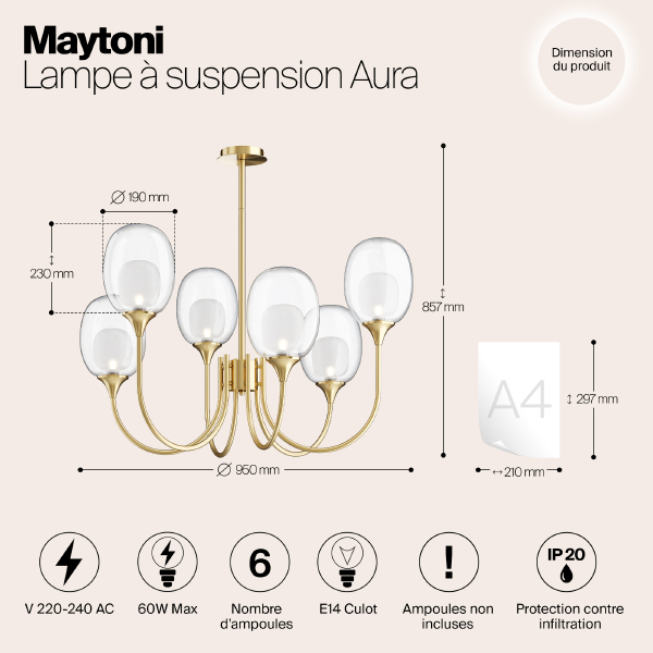 Потолочная люстра Aura MOD016PL-06BS