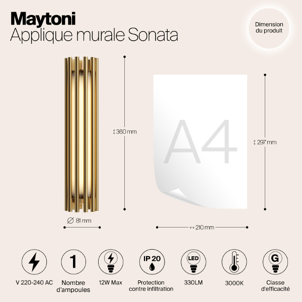 Настенный светильник Sonata MOD410WL-L12BS3K