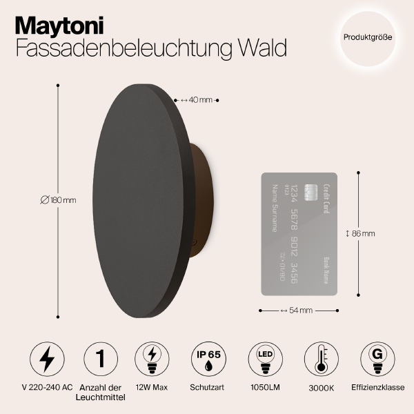 Уличный настенный светильник Wald O420WL-L12GF