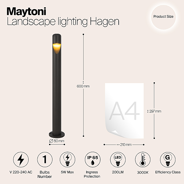 Уличный наземный светильник Hagen O423FL-L5GF