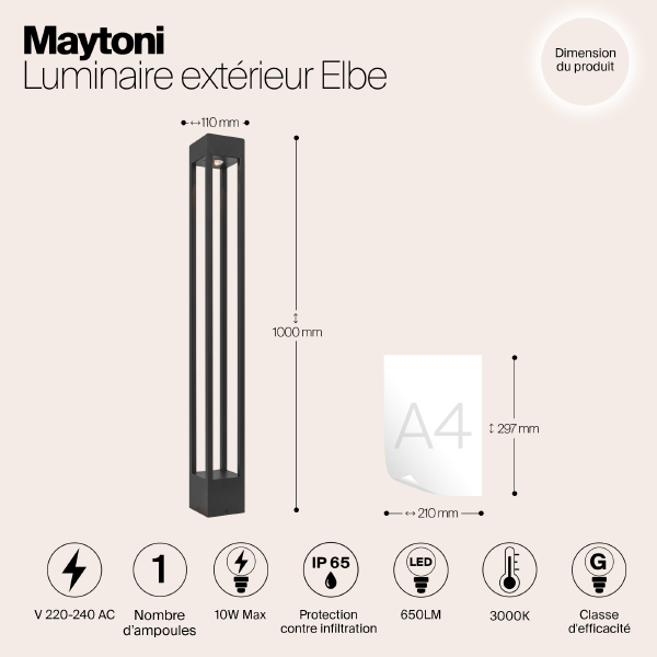 Уличный наземный светильник Elbe O424FL-L10GF