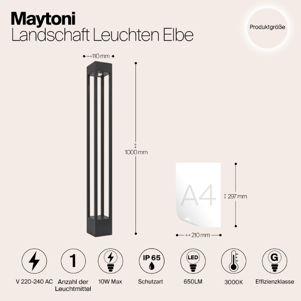 Уличный наземный светильник Elbe O424FL-L10GF