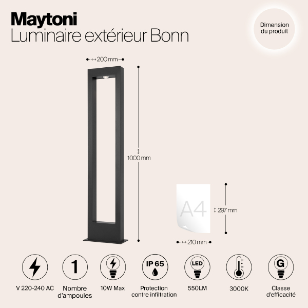 Уличный наземный светильник Bonn O425FL-L10GF