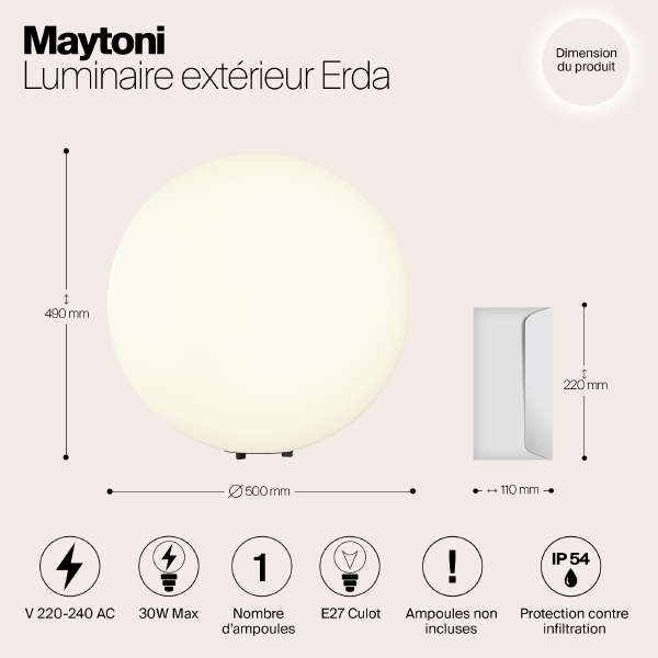 Грунтовый светильник Erda O594FL-01W1