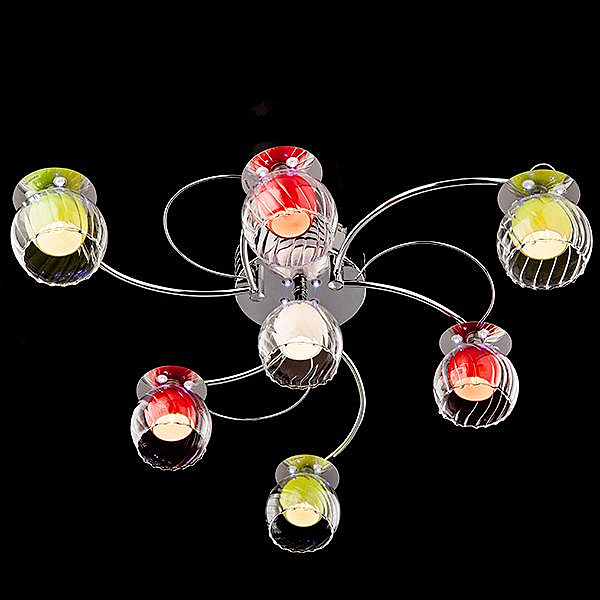 Потолочная люстра 0185 0185/7 хром/бело-синий