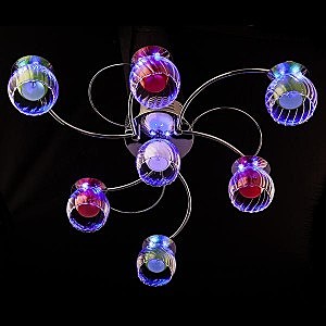 Потолочная люстра 0185 0185/7 хром/бело-синий