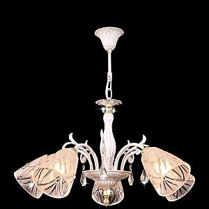 Подвесная люстра 60001 60001/5 белый с золотом/прозрачный хрусталь