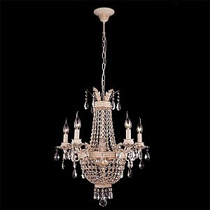 Подвесная люстра 3459 3459/5+2 белый с золотом /прозрачный хрусталь