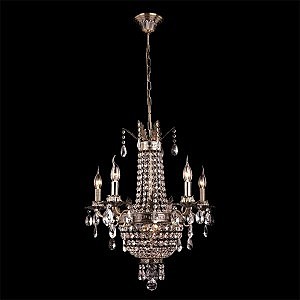 Подвесная люстра 3459 3459/5+2 античная бронза/прозрачный хрусталь