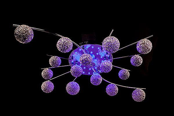 Потолочная люстра 80009 80009/16 хром/синий+красный+фиолетовый