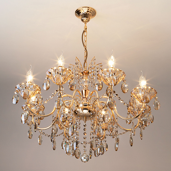 Подвесная люстра Reinis 10025/8 золото/тонированный хрусталь Strotskis