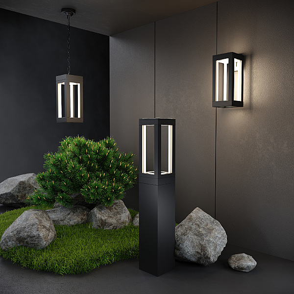 Уличный подвесной светильник Frame 1528 TECHNO LED Frame чёрный