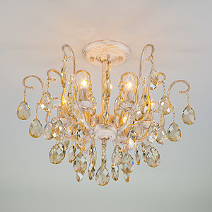 Потолочная люстра Rosita 10022/6 белый с золотом/ тонированный хрусталь Strotskis