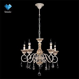 Подвесная люстра 3160 3160/5 белый с золотом/прозрачный хрусталь Strotskis