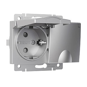 Розетка Werkel W1172206/ Розетка двойная влагозащ. с зазем. с защит. крышками и шторками (серебряный)