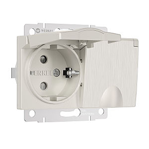 Розетка Werkel W1172213/ Розетка двойная влагозащ. с зазем. с защит. крышками и шторками (перламутровый рифленый)