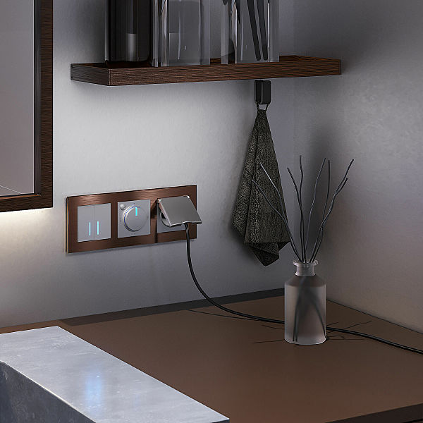 Выключатель Встраиваемые механизмы серебряные W4520006/ Сенсорный выключатель двухклавишный с подсветкой 1000 Вт (серебряный)