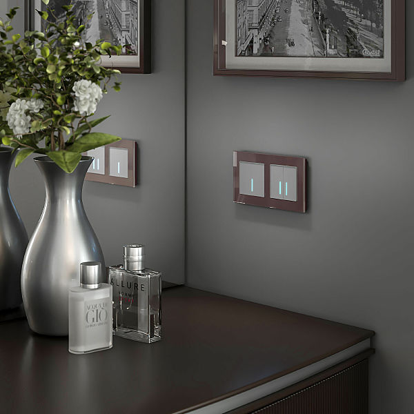 Выключатель Встраиваемые механизмы серебряные W4520006/ Сенсорный выключатель двухклавишный с подсветкой 1000 Вт (серебряный)