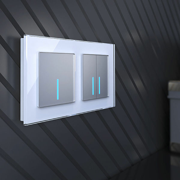 Выключатель Встраиваемые механизмы серебряные W4520006/ Сенсорный выключатель двухклавишный с подсветкой 1000 Вт (серебряный)