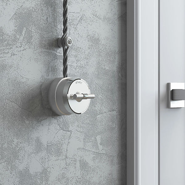 Выключатель Werkel W5822054/ Выключатель на 4 положения двухклавишный Vintage (серебро матовый/хром)