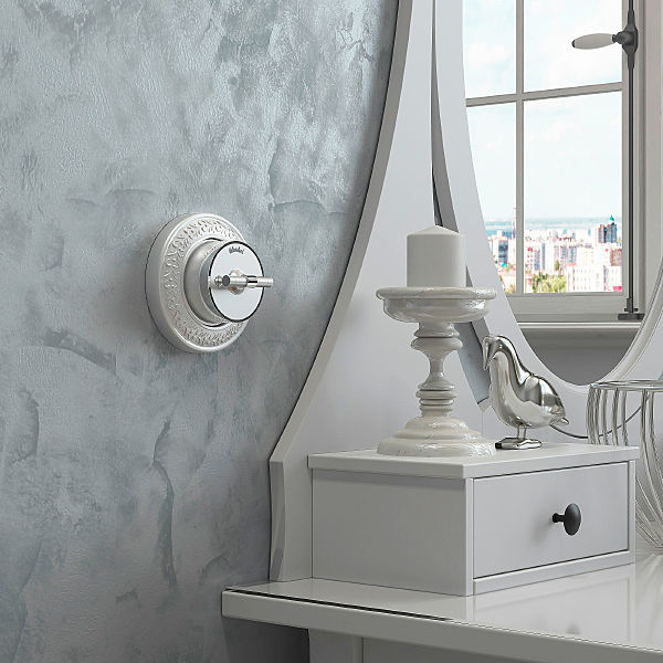 Выключатель Werkel W5822054/ Выключатель на 4 положения двухклавишный Vintage (серебро матовый/хром)