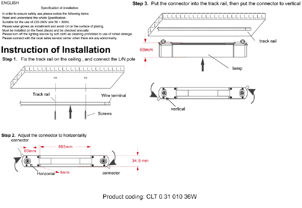 Трековый светильник Clt 0.31 CLT 0.31 010 36W BL M4000К