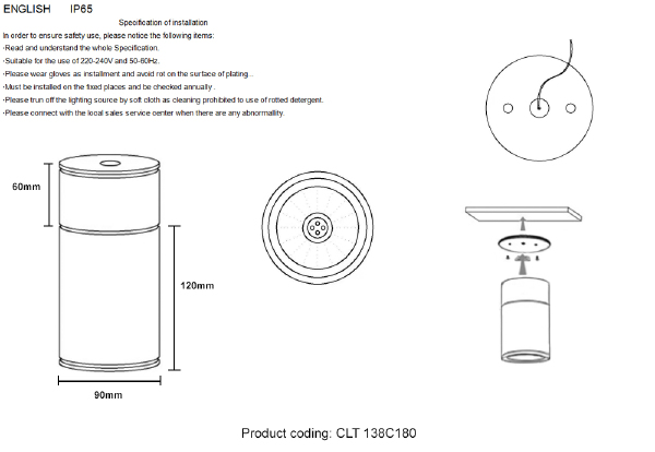 Накладной светильник Clt 138 CLT 138C180 WH