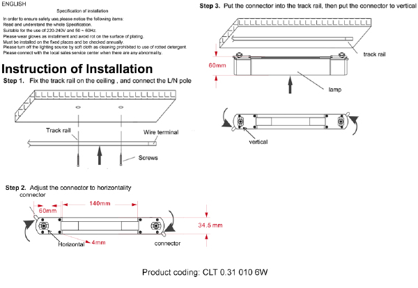Трековый светильник Clt 0.31 CLT 0.31 010 6W BL T4000K