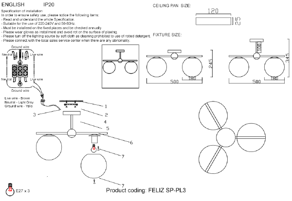 Потолочная люстра Feliz FELIZ SP-PL3 BRONZE/WHITE