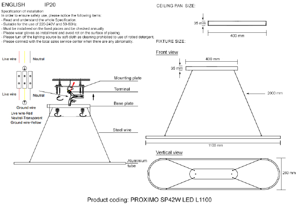 Подвесная люстра Proximo PROXIMO SP42W LED L1100 BLACK
