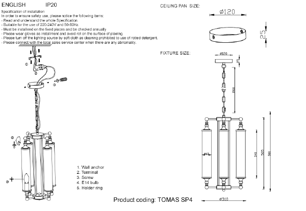 Подвесная люстра Tomas TOMAS SP4 BRASS