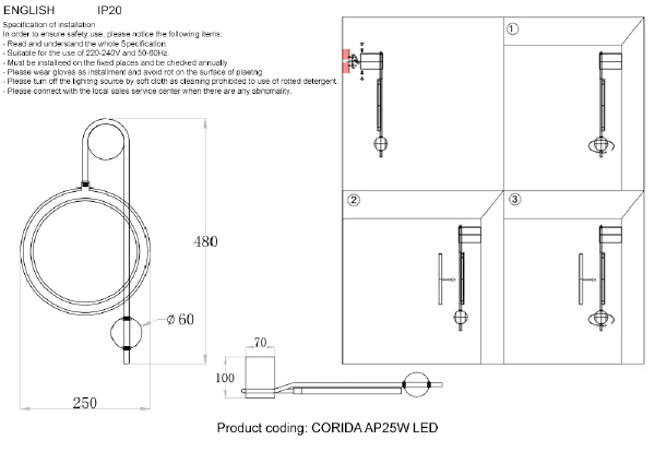 Настенное бра Corida CORIDA AP25W LED BLACK/GOLD