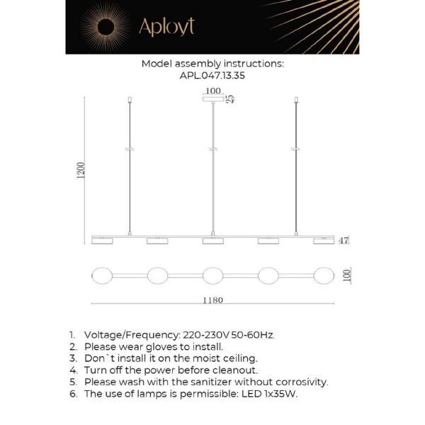 Светильник подвесной Usia APL.047.13.35