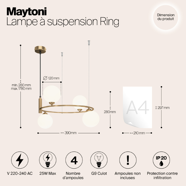 Светильник подвесной Ring MOD013PL-04BS1
