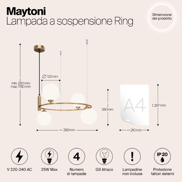 Светильник подвесной Ring MOD013PL-04BS1