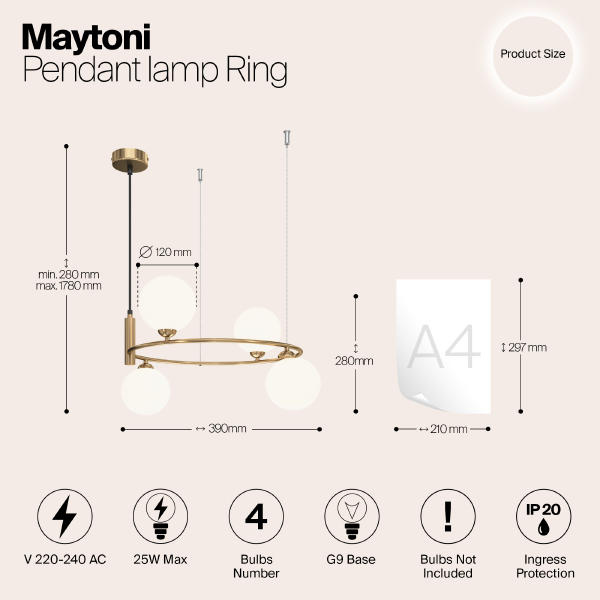 Светильник подвесной Ring MOD013PL-04BS1