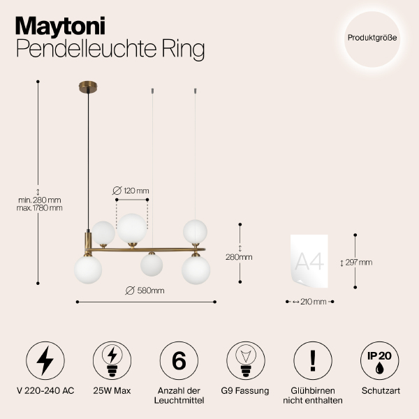 Подвесная люстра Ring MOD013PL-06BS1