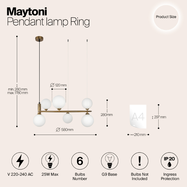 Подвесная люстра Ring MOD013PL-06BS1
