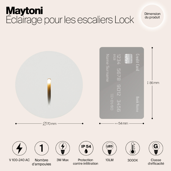 Подсветка для ступеней Lock O014SL-L3W3K