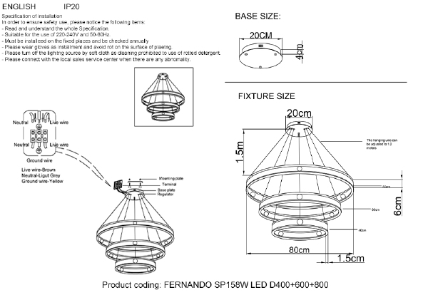 Подвесная люстра FERNANDO FERNANDO SP158W LED D400+600+800 COFFEE/BLACK