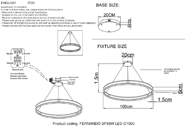 Подвесная люстра FERNANDO FERNANDO SP88W LED D1000 COFFEE/BLACK